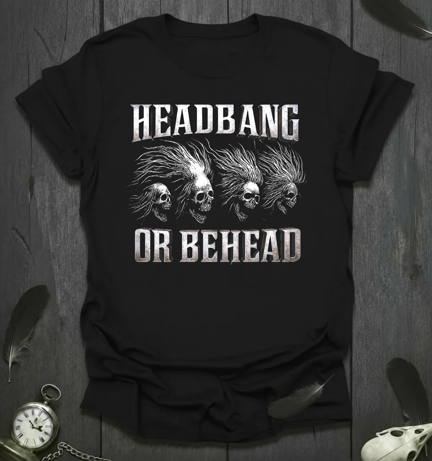 Headbang or Behead - Distressed Block T-Shirt