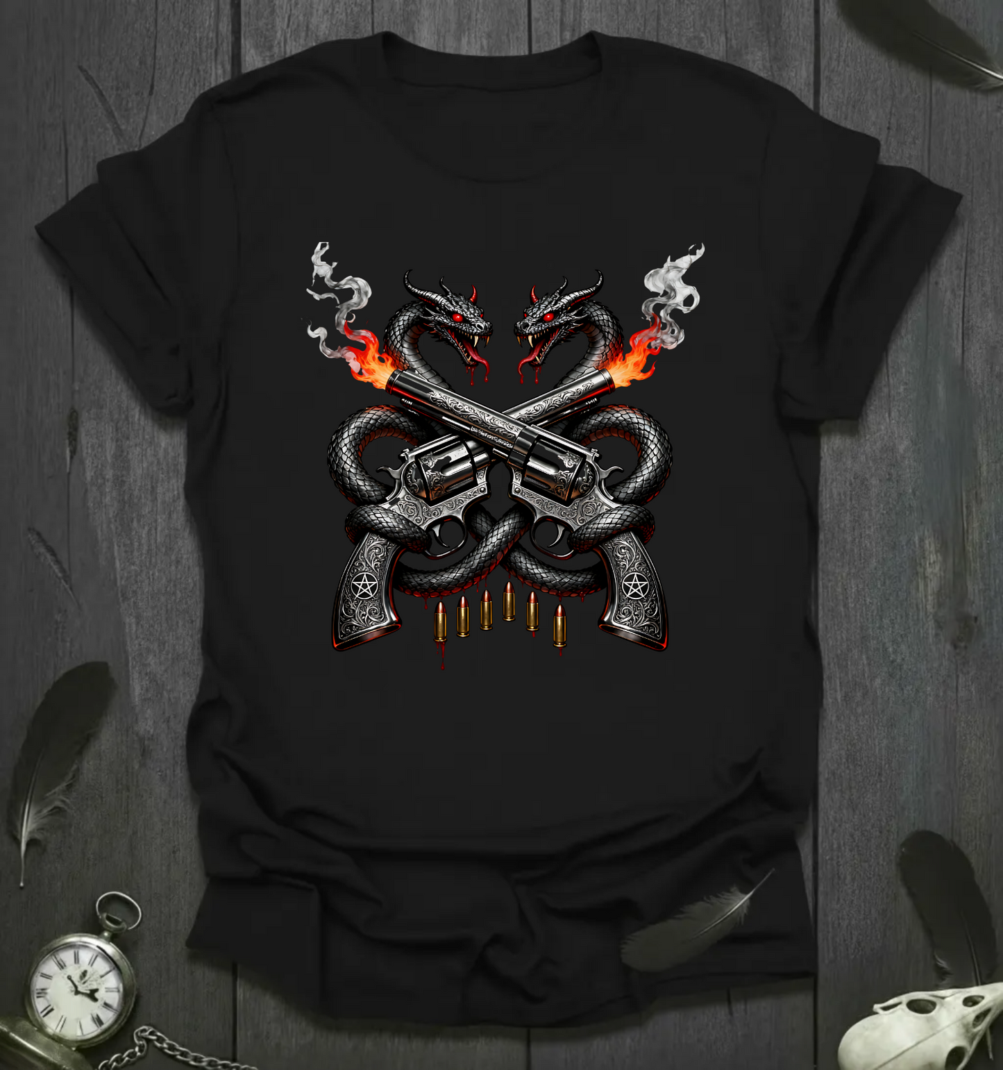 Serpent Fire - Six‑Shooter Sigil T-Shirt