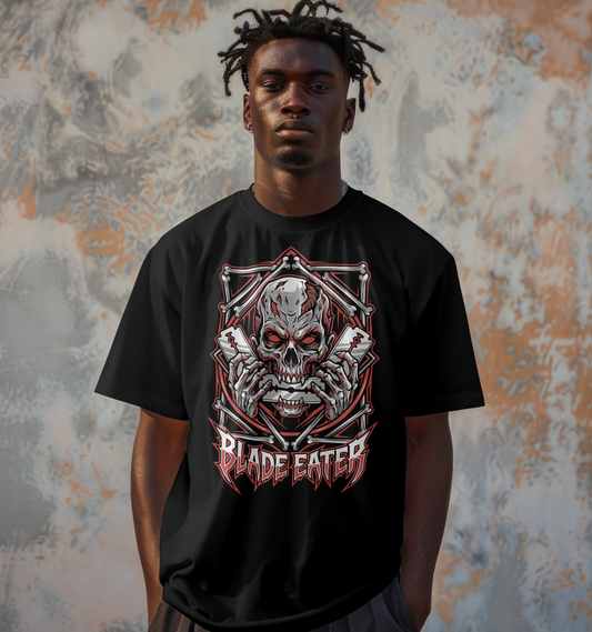 Blade Eater Skull T-Shirt — Gothic Metal Graphic Tee