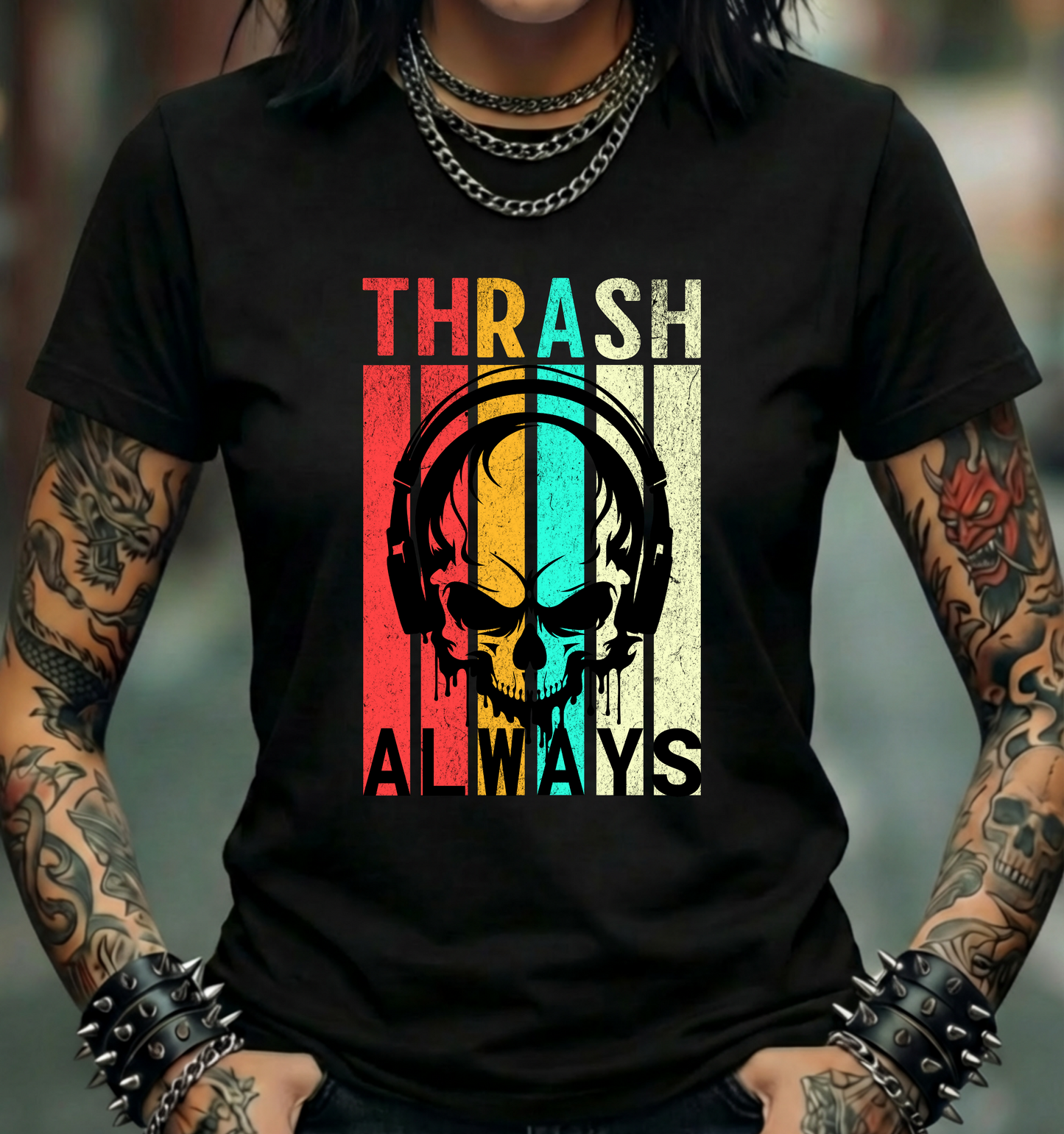 Thrash Always Skull Retro T-Shirt