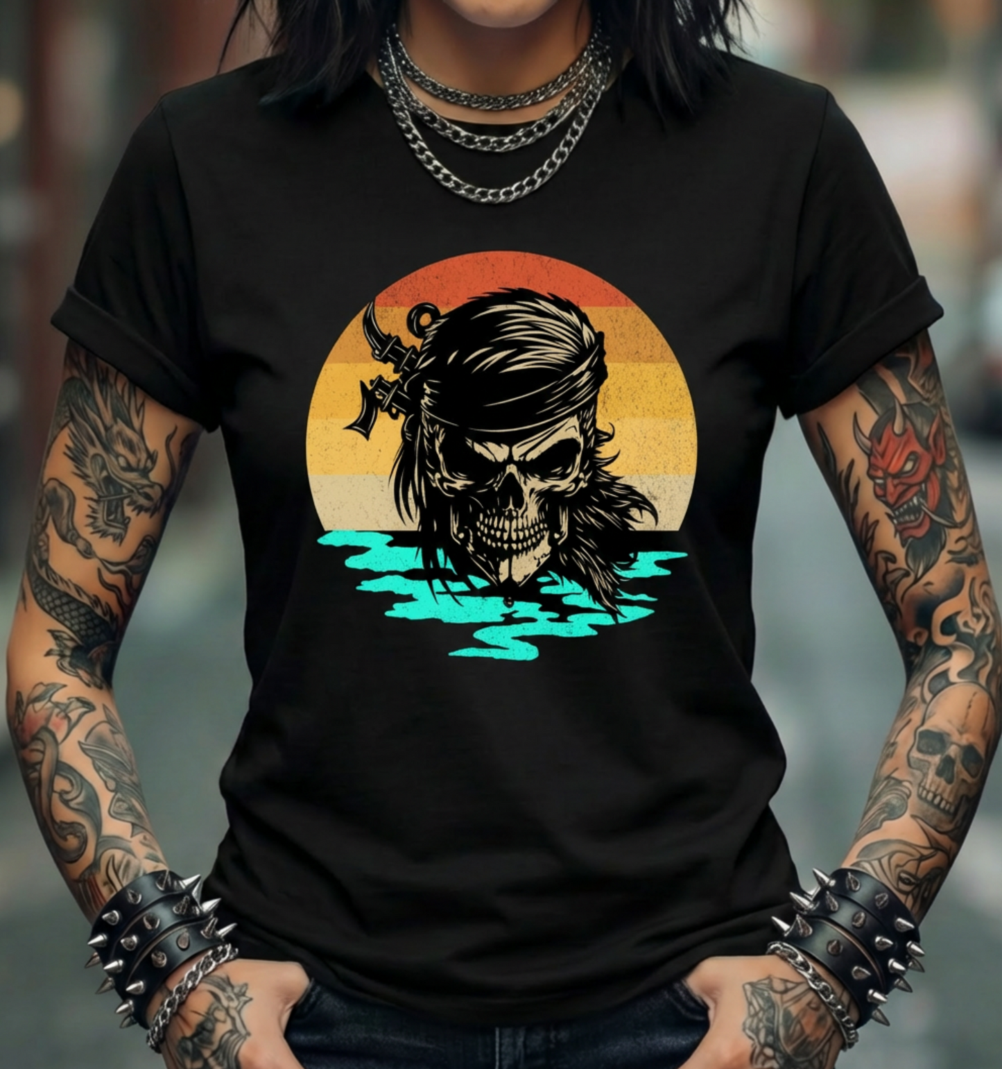 Retro Thrash Pirate - Tropical Sunset Tee