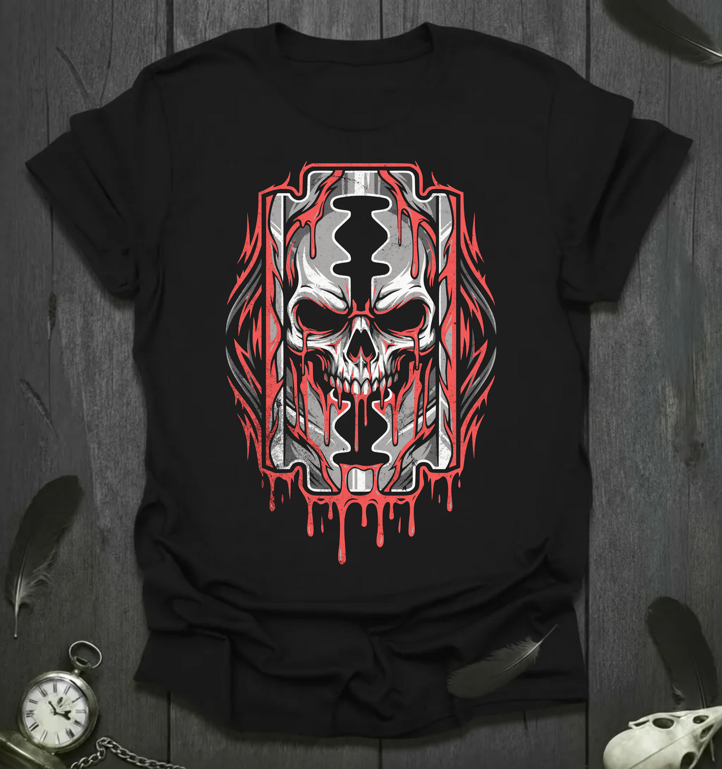 Bleeding Razor Skull T-Shirt