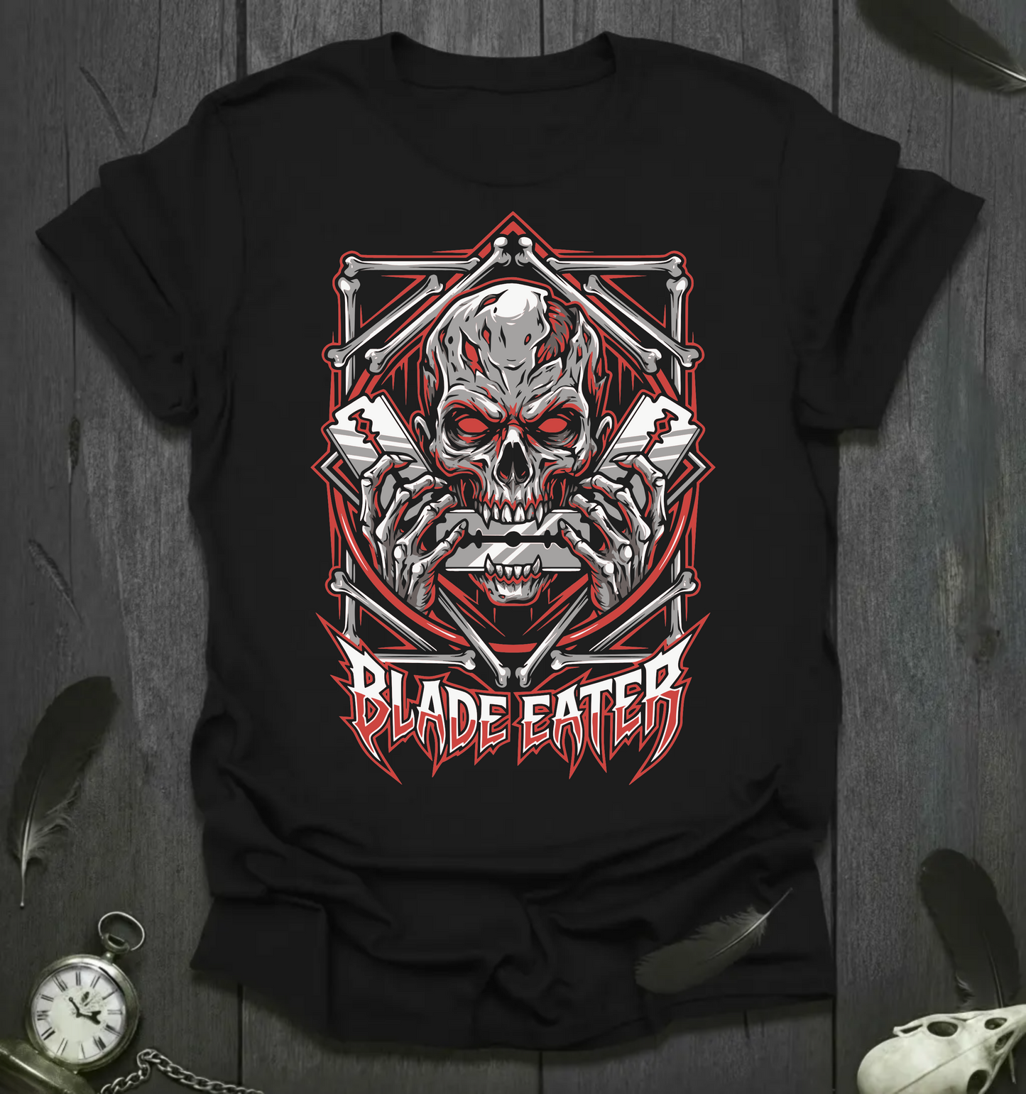 Blade Eater Skull T-Shirt — Gothic Metal Graphic Tee