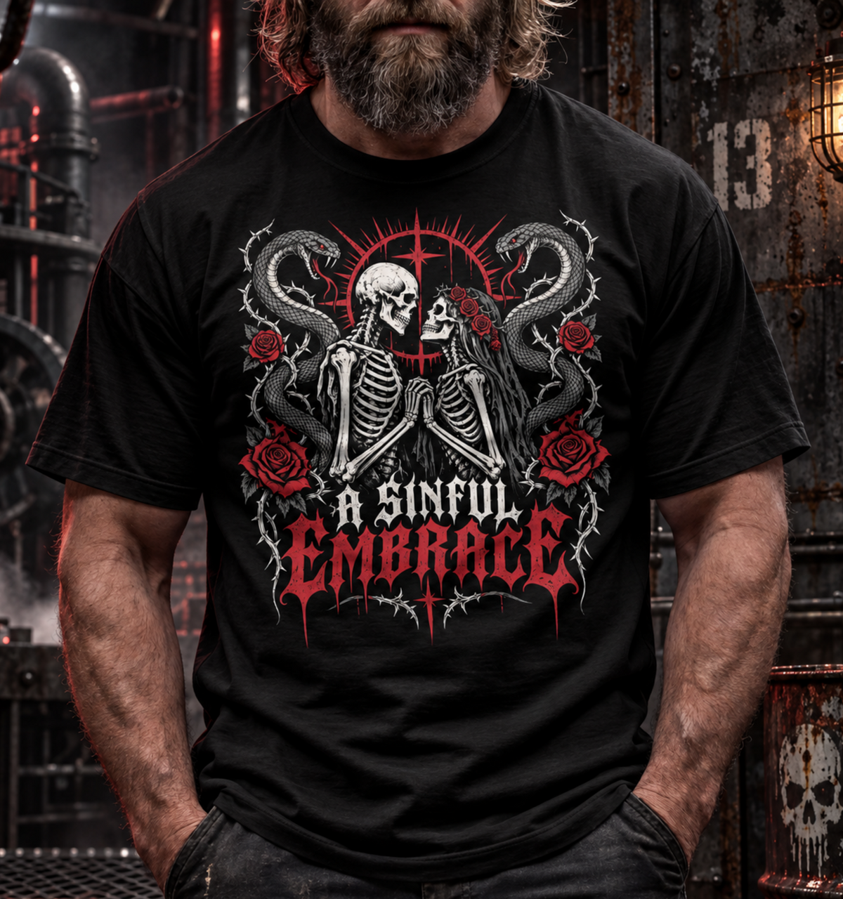 A Sinful Embrace Skeleton Gothic Romance T-Shirt