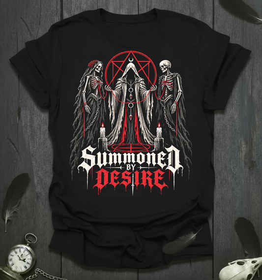 Summoned by Desire Graphic T-Shirt — Gothic Occult Skeleton Priestess Design