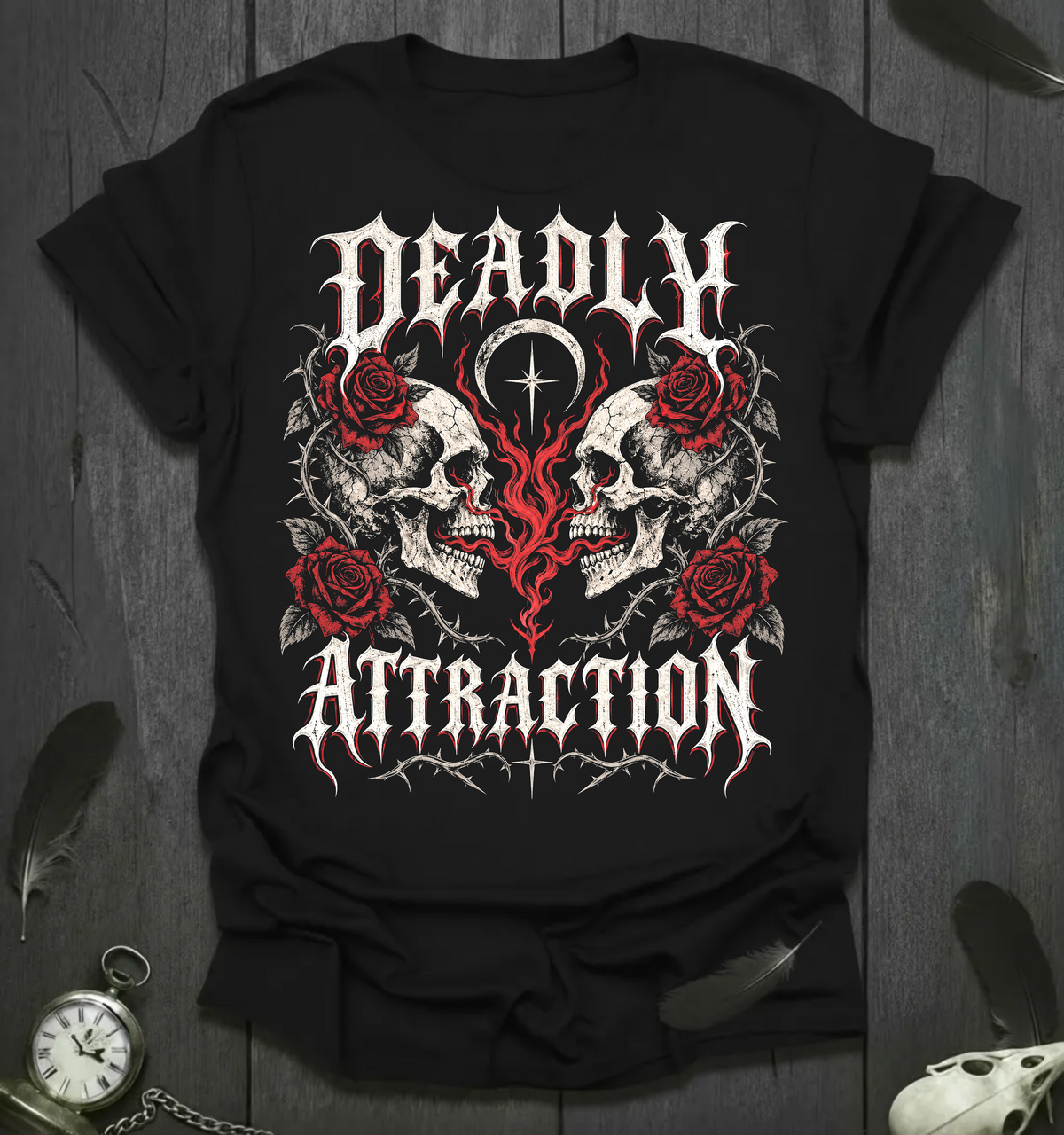 Deadly Attraction Skull & Rose T-Shirt