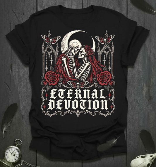Eternal Devotion Skeleton & Rose Graphic T-Shirt